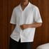 ESSENTIAL WHITE TEXTURED CUBAN OVERSIZED SHIRT