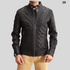 Grid Stitch Matte Black Leather Jacket
