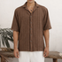 COCOA TEXTURED CUBAN OVERSIZED SHIRT
