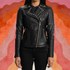Women Studded Black Leather Biker Jacket
