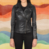 Classic Women’s Leather Biker Jacket – Elegant Black Moto Style